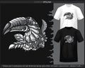 Monochrome color toucan bird mandala arts isolated on black and white t shirt Royalty Free Stock Photo