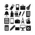Monochrome Compilation of Office and Workspace Icons, Business Elements Royalty Free Stock Photo