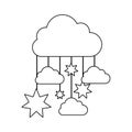 monochrome contour baby mobile with cloud and stars