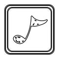monochrome contour with button of sign eighth note hand drawn Royalty Free Stock Photo