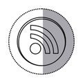 monochrome contour with circle sticker of wifi icon