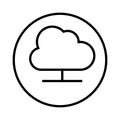 Monochrome contour with circular frame with cloud storage service icon Royalty Free Stock Photo