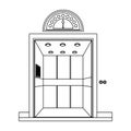 monochrome contour with elevator opened door Royalty Free Stock Photo