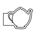 monochrome contour emblem with teapot of tea