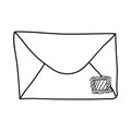 Monochrome contour of envelope mail closed