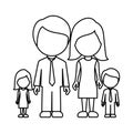 monochrome contour of faceless family group