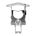 Monochrome contour girl with graduation outfit