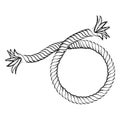 monochrome contour hand drawing of nautical break rope Royalty Free Stock Photo