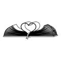 monochrome contour with holy bible open with sheets in shape heart Royalty Free Stock Photo