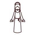 Monochrome contour with jesus with open hands