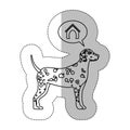 Monochrome contour middle shadow sticker with dalmatian dog thinkin home