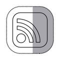 monochrome contour with square sticker of wifi icon