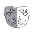 monochrome contour sticker with female pig head and middle shadow Royalty Free Stock Photo