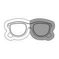 monochrome contour sticker with oval glasses lens