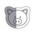 monochrome contour sticker with pig head and middle shadow Royalty Free Stock Photo