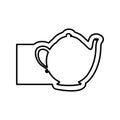 monochrome contour with teapot of tea and banner