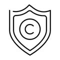 Monochrome copyright protection icon vector illustration copywriting sign with shield security