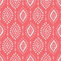 Monochrome Coral Boho Handdrawn Diamonds Vector Seamless Pattern. White and Pink Elegant Ethnic Traditional Background