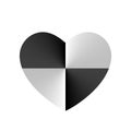 Monochrome Crash Test in Heart icon, Valentines day sign, symbol. Flat style design, logo circular gradient effect. Black,