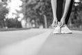 Female runner jogging in the forest