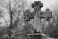 Monochrome cross on grave created with Generative AI technology