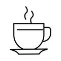 Monochrome cup of coffee icon vector illustration. Outline logo mug of hot beverage with steam Royalty Free Stock Photo