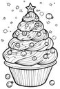 Monochrome cupcake art in a vinepatterned, treeshaped design Royalty Free Stock Photo