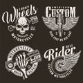 Monochrome custom motorcycle logotypes Royalty Free Stock Photo