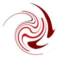 Monochrome cyclic, cycle concentric rings. revolved spiral, vortex, whorl. abstract circular, radial loop shape, element Royalty Free Stock Photo