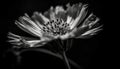 Monochrome daisy head on black background, beauty in nature generated by AI
