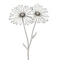 Monochrome Daisy With Long Stem - Simple Linear Design