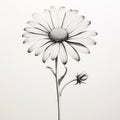 Monochrome Daisy With Long Stem - Simple Linear Design