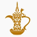 Monochrome Dallah Arabian Coffee Pot Vector Illustration