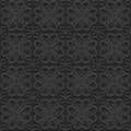 Monochrome dark arabic seamless pattern embossed perforated black background, vector illustration for design and decoration Royalty Free Stock Photo