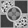 Monochrome Decorative Tile with Geometric and Pebble Design Royalty Free Stock Photo