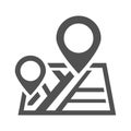 Monochrome destination icon vector flat illustration city cartography with pin gps smart direction