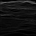 Monochrome Digital Polygonal Ocean Waves Texture Design. White Grid On Black Background. Vector Illustration. Business