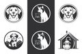 Monochrome Dog Day Care Logo: Vector Design for Canine Haven set of 6 Royalty Free Stock Photo