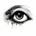 Monochrome Dolphin Eye: A Simple Ink Sketch Illustration Royalty Free Stock Photo
