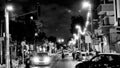 Monochrome downtown, city night