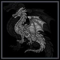 Monochrome Dragon animal mandala arts
