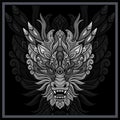 Monochrome Dragon head mandala arts