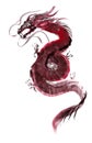 monochrome dragon on white background, chinese brush painting