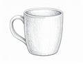 Monochrome Drawing of Simple Empty White Mug Isolated on White Background Royalty Free Stock Photo