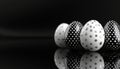 Monochrome Easter Stylish Black And Silver Easter Eggs With Polka Dot Pattern On Dark Background Royalty Free Stock Photo