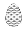 Monochrome egg icon in flat style. Egg isolated on white background decorated with honeycomb. Easter