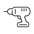 Monochrome electric screwdriver, power drill icon vector illustration repair construction work Royalty Free Stock Photo