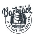 Emblem of a backpack for camping and travel