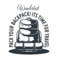 Emblem of a backpack for camping and travel