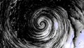 Monochrome endless tornado with transforming texture, seamless loop. Motion. Black and white rotating extraterrestrial